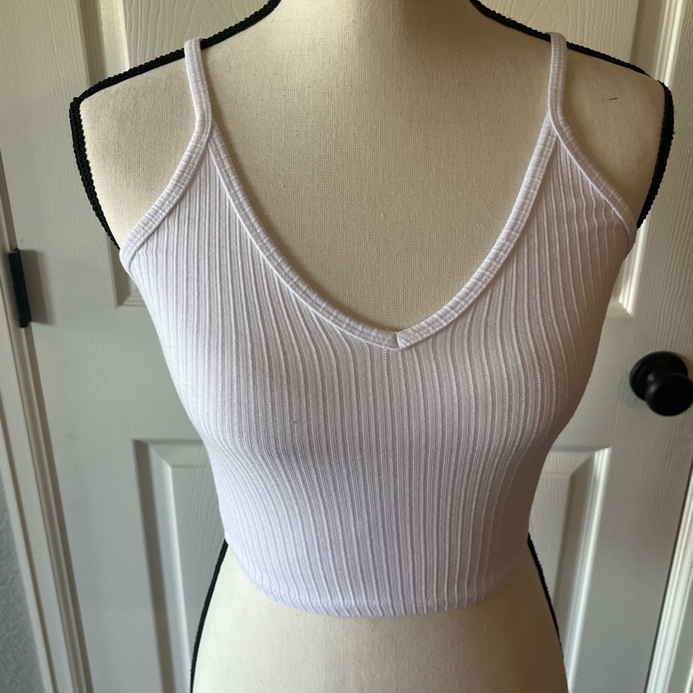 Tilly's Cream Ribbed Sleeveless Crop Tank